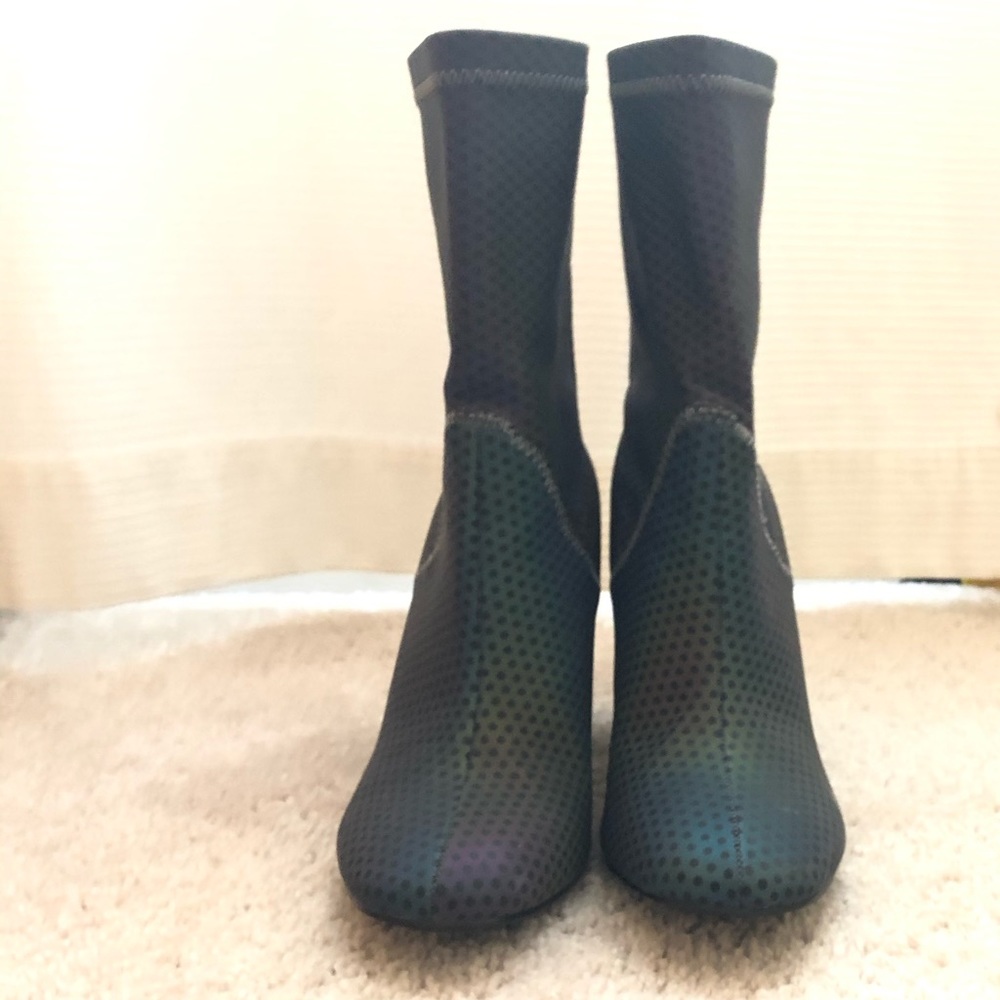 Iridescent ankle boots
